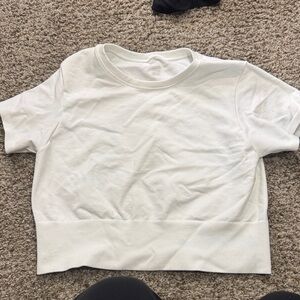 White offline Short Sleeve Top